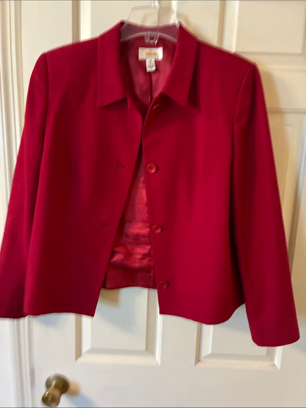 Vintage Talbots Red 100% Wool Blazer Jacket Size 10